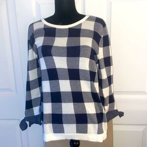 Talbots ladies cotton lightweight woven LS lg check pattern top, Size L